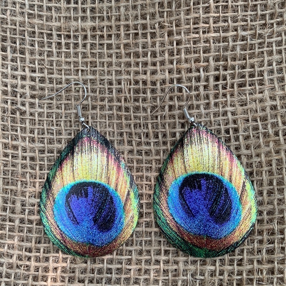 Nwt Handmade Peacock Earrings